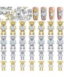 50 Pieces 3D Bear Nail Art Decoration Charms - Crystal Rhinestones for DIY Nail Design - Gold and Silver Options - Buy Online on GoSupps.com