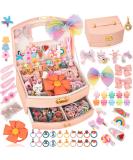 Girls Hair Accessories Set - Jewelry Box, Hair Clips, Barrettes, Ties, Bows - Teen Girl Gifts - Pink - Ages 4-12 - Buy Online on GoSupps.com