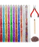 FEBSNOW 47 Tinsel Hair Extension Kit - 2400 Strands, 12 Mixed Colors - Glitter Hair Accessories for Women, Girls - Perfect for Christmas, New Year, Halloween, Cosplay Parties - Buy Online on GoSupps.com