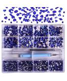 3320Pcs Sapphire Nail Art Rhinestones Crystal 3D Gems Kit - 24 Types, 320 Diamonds, 3000 Round Crystals, Tweezers Pen - Sapphire Blue - Buy Online on GoSupps.com
