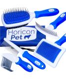 Horicon Pet 6 In 1 Dog Brush Set - Premium Grooming Brushes with Ball Pin, Bristle, Dematting, Slicker, Deshedding, and Detangling Combs - Buy Online on GoSupps.com