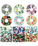 Tropical Satin Floral Hair Scrunchies Set - 18 Pieces | Summer Hair Accessories for Women and Girls - Buy Online on GoSupps.com