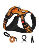 Nestroad Orange Dog Harness for Small Dogs - Padded Chest Anti-Train Cushion Size S (Neck 28-38cm Chest 38-53cm) - Reflective Strip for Safety - Buy Online on GoSupps.com