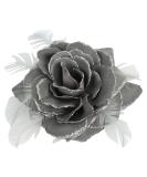 Dark Grey Rose Hair Clip Large Rose Fascinator Flower Hair Clip Silver Hair Accessories Clips Elastic Wedding Hair Flower 1pc - Buy Online on GoSupps.com