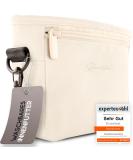 Heimatpfoten Dog Food Bag - Imitation Leather Walking Bag with Magnetic Closure - One-Handed Dog Treat Holder in Cream - International Shipping Available - Buy Online on GoSupps.com