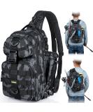PLUSINNO Fishing Backpack Tackle Bag with Rod Holder - Water-Resistant, Ideal Fishing Gifts for Men - Large Black Camo (16.5*10.5*5.5inch) - Buy Online on GoSupps.com