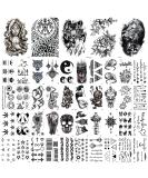 Zayvor 45 Sheets Temporary Tattoos - Waterproof 3D Tiny Black Handrawn Designs for Men and Women - Skull, Tribal, Maori, Tiger, Lion - Realistic Fake Body Art Sticker Set - Buy Online on GoSupps.com