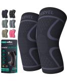 Modvel 2 Pack Knee Brace Compression Sleeve for Men & Women | Knee Support for Running | Medical Grade Knee Pads for Meniscus Tear, ACL, Arthritis, Joint Pain Relief. (L) Large Black/Grey - Buy Online on GoSupps.com