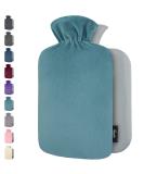 Heat bottle with cover - soft premium non -woven cover - 1.8l large heat bottle hot water bottle children bed bottle for adults - green blue - Buy Online on GoSupps.com
