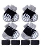 Frienda 8-Piece Anti-Slip Dog Socks for Small Puppies and Kittens - Adjustable Paw Protector with Traction Control in Black and Gray (Size S) - Buy Online on GoSupps.com