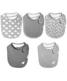 Budding Bear Libchen Baby Bibs - 5-Pack Organic Cotton Terry Back Adjustable Nickel-Free Buttons - Stylish Gray Latz Bibs for Girls & Boys - Buy Online on GoSupps.com