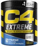 C4 Extreme Pre Workout Powder Icy Blue Razz - Energy Supplement for Men & Women - 200mg Caffeine, Beta Alanine, Creatine - 60 Servings - Buy Online on GoSupps.com