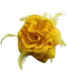 Yellow Rose Large Flower Hair Clip - Wedding Hair Accessory Elastic Fascinator - 1pc - Buy Online on GoSupps.com