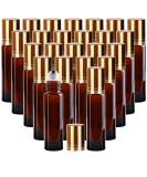 24 Pack Inice Roller Bottles for Aromatherapy Essential Oils - Amber Glass 10ml Refillable Containers with Accessories and Roller Ball - Buy Online on GoSupps.com
