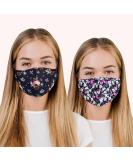 Face Mask Washable UK for Women with Nose Wire 3 Layers Pure Cotton Face Masks for Glasses Wearers | Reusable | Breathable | Filter Pocket | Adjustable air loops (2 x Masks) (Floral - W) - Buy Online on GoSupps.com