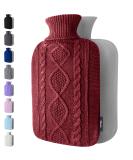 Premium 1.8L Heat Bottle with Soft Knitting Cover - Burgundy | Cozy Nights & Pain Relief for Adults & Kids - Buy Online on GoSupps.com