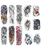 Dragon Fish Theme Full Sleeve Temporary Tattoos - 12-Sheet Set for Men & Women - Buy Online on GoSupps.com