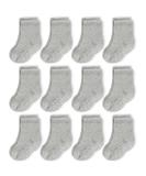 CozyWay Kids Non Slip Cotton Crew Socks - Grey, 12 Pairs | Toddler Boys & Girls 3-5 Years - Buy Online on GoSupps.com