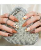 Jofay Fashion Salon Short Almond Press on Nails Vintage Acrylic Fake Nail Tips - Matte Amber | 24 Nail Kit for Women and Girls - Buy Online on GoSupps.com