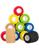 Self-Adhesive Bandage Pack of 12 - 7.5cm x 4.5m Waterproof & Breathable Non-Lifting in 6 Colors - Ideal for Hand & Ankle Inspections Swelling Relief - Buy Online on GoSupps.com