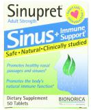 Sinupret Adult Strength Herbal Supplement for Fast-Acting Sinus & Immune Support - 50 Tablets - Buy Online on GoSupps.com