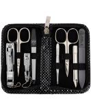 3 Swords Germany - brand quality 8 piece manicure pedicure grooming kit set for professional finger & toe nail care scissors clipper fashion leather case in gift box Made by 3 Swords (000446) BLACK - SILVER SPOTS - Buy Online on GoSupps.com