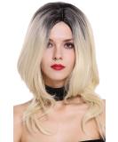 WIG ME UP ZM-1733-613CR1B | Voluminous Ombre Shoulder Length Ladies Wig - Black Platinum Blonde Slightly Wavy Middle Parting - Buy Online on GoSupps.com