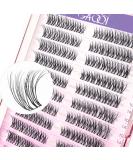 GAQQI Lash Clusters - 80 Wispy Cat Eye Eyelash Extensions 10-14mm Multilayered 3D Fluffy Lashes Soft Thin Band for Natural Look - Buy Online on GoSupps.com