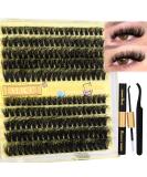 ALICE Lash Extension Kit Fluffy Volume 50D 60D Lash Clusters Kit Wispy 10-18mm D Curl Individual Lashes DIY Eyelash Extension Kit 200Pcs Eyelash Clusters with Lash Glue Bond and Remover Tweezers C - Fluffy 50D+60D Kit - Buy Online on GoSupps.com