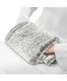 Obqo 2L Hot Water Bottle with Cosy Fluffy Cover - Natural Rubber Bed Warmer for Women & Kids (Brown Hand-in Cover) - Buy Online on GoSupps.com