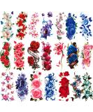 Kotbs 21 Sheets Waterproof Sexy Flower Temporary Tattoos for Women - 3D Bright Floral Stickers, Rose, Peach Blossom, Chrysanthemum - Various Fake Tattoos for Girls - Buy Online on GoSupps.com