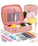 Aeelike Crochet Kit for Beginners Adults Crochet Kits Include Yarn Ergonomic Crochet Hooks 2.0-6.0 mm Lace Steel Needles 0.6-1.9 mm and Case 59pcs Crochet Starter Kit for Beginners Kids pink cat - Buy Online on GoSupps.com