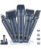 Beard Trimmer for Men - 5-in-1 Grooming Kit | Waterproof Electric Shaver Hair Clippers Nose & Ear Trimmer Rechargeable Dock - Buy Online on GoSupps.com