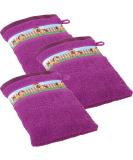 Erwin M ller Children's Fuchsia Washy Pack - 3 Soft 100% Cotton Washing Gloves with Horse Motif | Size 15x21 cm - Buy Online on GoSupps.com
