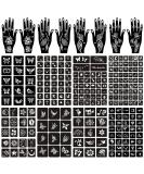 16 Sheets Henna Tattoo Stencils Kit Reusable for Women Girls and Kids 150+ PCS Tattoo Templates Temporary Indian Arabian Glitter Airbrush Tattoo Stencils for Face Body Paint DIY - Buy Online on GoSupps.com