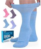 Doctor's Select Bamboo Diabetic Socks Women - 4 Pairs Crew Womens Diabetic Socks | Diabetic Socks for Women Size 6-9 and 9-11 Light Blue Blue Purple Pink Medium - Buy Online on GoSupps.com