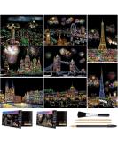 Scratch Art for Kids & Adults, Rainbow Engraving Painting Landscape Scratchboard(A4) Crafts Set: 8 Sheets 4 Tools - Fireworks, Big Ben, Tower Bridge, Cristo Redentor, Ferris Wheel(Landmark Building) - Buy Online on GoSupps.com