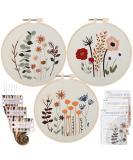 Uphome 3 Pack Embroidery Starter Kit for Beginners Stamped Cross Stitch Kits with Cute Flowers and Plants Patterns with 1 Embroidery Hoop and Color Threads for Adults Kids - Buy Online on GoSupps.com
