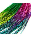 Tie Dye Rooster Feather Hair Extensions - 20 Long Thin Individual Feathers by Feather Lily - Buy Online on GoSupps.com