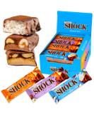 FitnesSHOCK Protein Bar Mix Box 12-Pack Fitness Bars No Added Sugar High 20% Protein Low Carb Almost Sugar-Free (1g) Low Calorie High in Fiber 12x50g Mix Box 50g - Buy Online on GoSupps.com