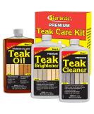 Star Brite Teak Kit - Restore Decks, Patio, Outdoor Furniture, Boats & Fine Wood - Marine Grade Teak Cleaner & Brightener Set with Premium Golden Teak Oil Finish - Renew, Refinish & Protect (081202) - Buy Online on GoSupps.com