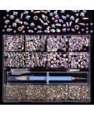3320Pcs AB Nail Art Rhinestones Crystal Set - 24 Types of 320 Diamonds + 3000 Round Beads Crystals - DIY Crafts Kit with Tweezers Pen - Buy Online on GoSupps.com