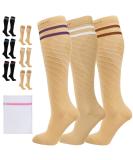 360 RELIEF - Flight Compression Socks Supports | Blood Circulation Travel Work XXL Dark Brown+White+Plum Purple - Buy Online on GoSupps.com