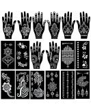 PADOUN 18 Sheets Henna Tattoo Stencils Kit - Hand, Forearm, Glitter, Airbrush, DIY & Temporary Tattoo Templates - Reusable Henna Stencils for Hands - Buy Online on GoSupps.com