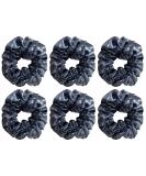 6 Pack Glitter Metallic Hair Scrunchies for Girls - Grey Elastic Hair Bands for School Performance and Parties - Buy Online on GoSupps.com