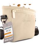 Heimatpfoten Dog Food Bag - Stylish Imitation Leather Walking Bag with Magnetic Closure | S Caramel - Perfect Dog Treat Holder for Travel - Buy Online on GoSupps.com