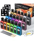 Shuttle Art Metallic Fabric Paint Set - 18 Colors (60ml/2oz) with Brush and Stencils | Permanent Soft Textile Paint for T-shirts, Shoes, Jeans, Bags & DIY Projects | Non-Toxic - Buy Online on GoSupps.com