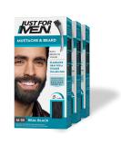 Just For Men Mustache & Beard, Beard Coloring for Gray Hair with Brush Included for Easy Application, With Biotin Aloe and Coconut Oil for Healthy Facial Hair - Real Black, M-55, 3 Pack 1 Count - Buy Online on GoSupps.com