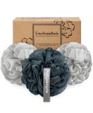 Myhomebody Large 70g Luffashwamm Body Scrubber Set | Gentle Peeling Shower Sponge with Activated Carbon - 3 Pack (2 Fog Gray + 1 Midnight Blue) for Ultimate Skin Cleansing - Buy Online on GoSupps.com