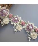 1 Yard Flower Pearl Beads Lace Edge Trim Ribbon 5.5 cm Width Vintage Style Apricot Trimmings Edging Fabric Embroidered Applique Sewing Craft Wedding Bridal Dress Party Clothes Decoration - Buy Online on GoSupps.com